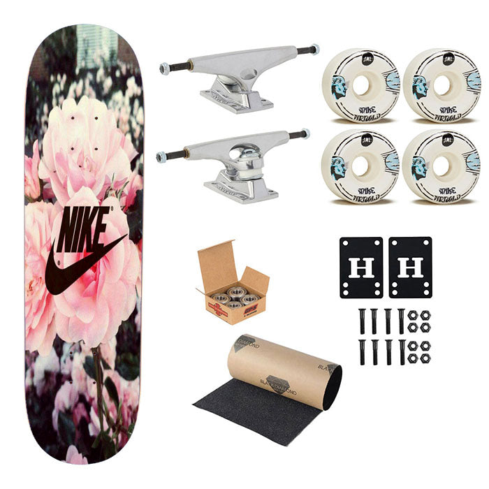 Nike Pink Rose Flower Skateboard Complete Board 8.0" X 31.75"