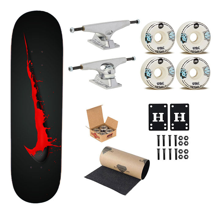 Nike Red Splash Skateboard Complete Board 8.0" X 31.75"