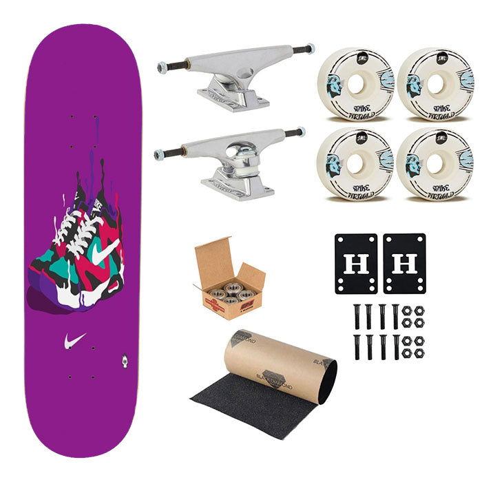 Nike Sneakers Art Sports Brand Purple Skateboard Complete Board 8.0" X 31.75"