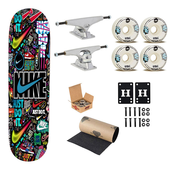 Nike Sticker Collage Skateboard Complete Board 8.0" X 31.75"