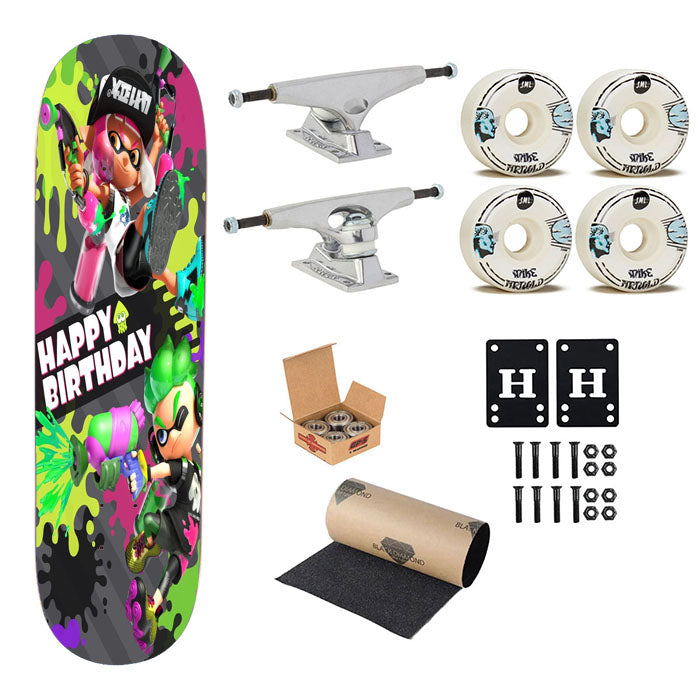 Nintendo Birthday Wallpaper Skateboard Complete Board 8.0" X 31.75"