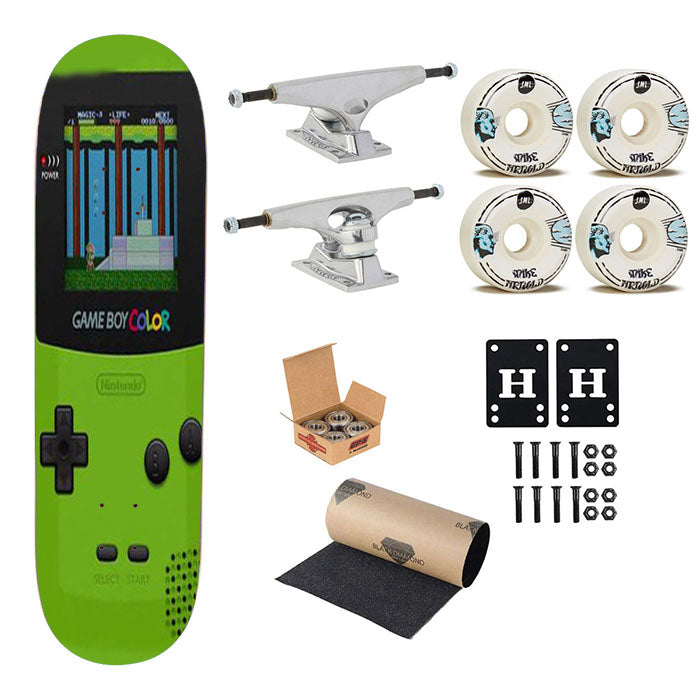 Nintendo Gameboy Color Kiwi Dandelion Skateboard Complete Board 8.0" X 31.75"