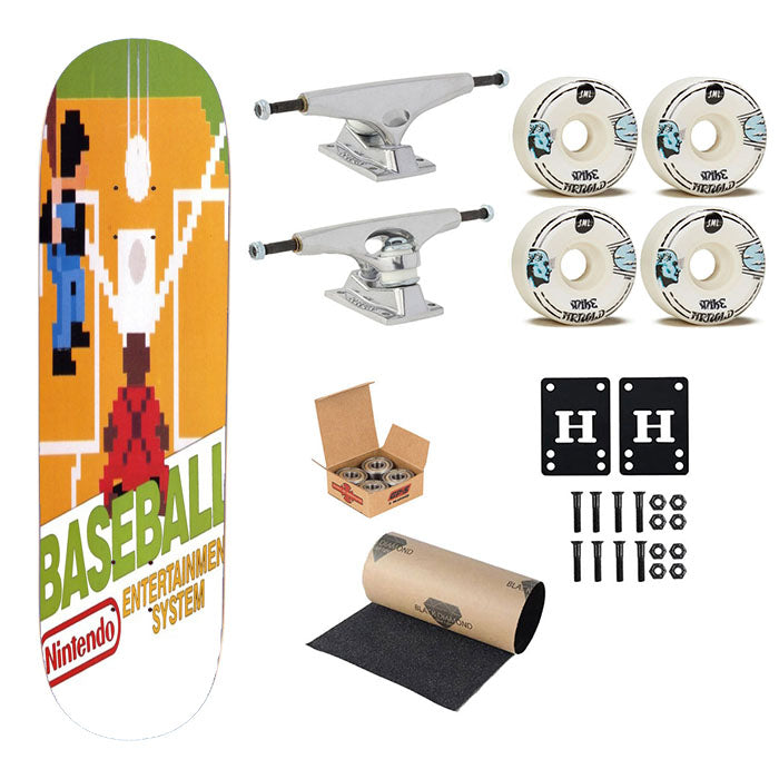 Nintendo Old Baseball Game Skateboard Complete Board 8.0" X 31.75"