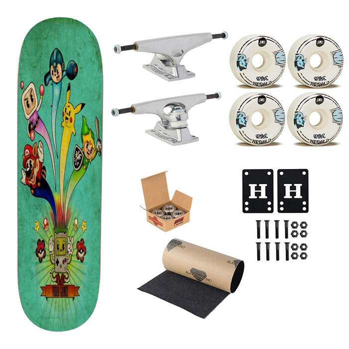 Nintendo Video Game Art Skateboard Complete Board 8.0" X 31.75"