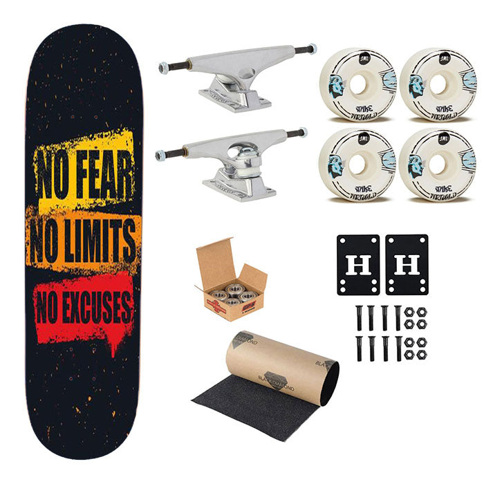 No Fear No Limits No Excuses Skateboard Complete Board 8.0" X 31.75"