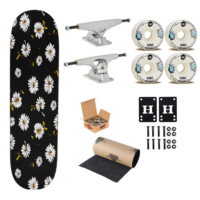 Noise Daisy Daydream Black Floral Skateboard Complete Board 8.0" X 31.75"