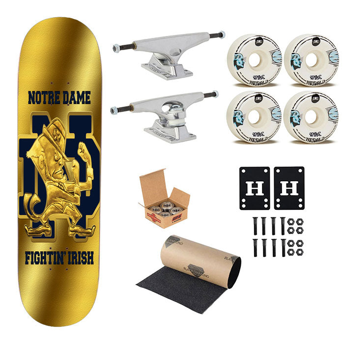 Notre Dame Fighting Irish Gold Skateboard Complete Board 8.0" X 31.75"