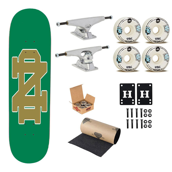 Notre Dame Fighting Irish Gold And Green Skateboard Complete Board 8.0" X 31.75"