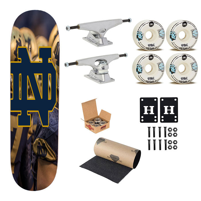 Notre Dame Fighting Irish Helmet With Logo Skateboard Complete Board 8.0" X 31.75"