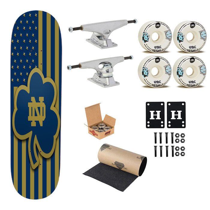 Notre Dame Fighting Irish Logo Flag Skateboard Complete Board 8.0" X 31.75"
