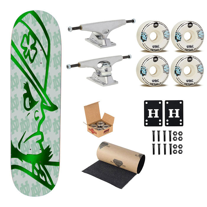 Notre Dame Green Metallic Wallpaper Skateboard Complete Board 8.0" X 31.75"