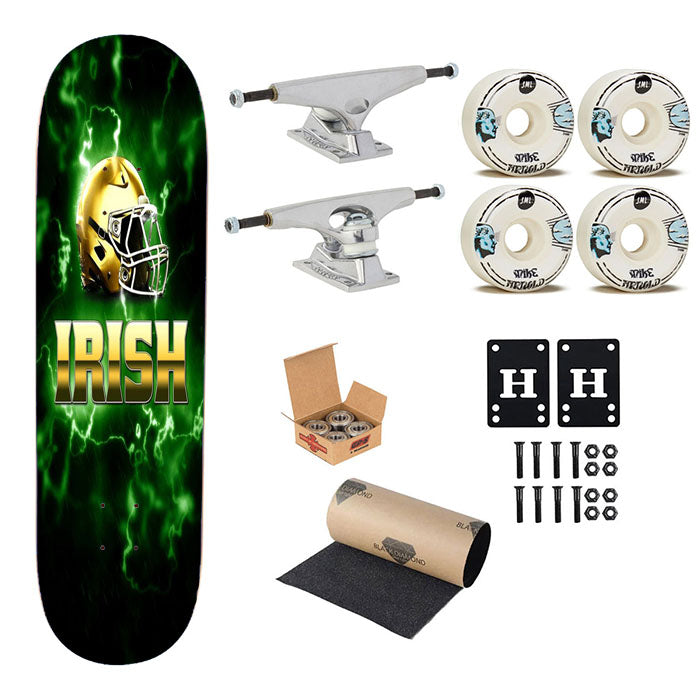 Notre Dame Irish Logo Green Skateboard Complete Board 8.0" X 31.75"