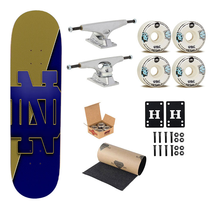 Notre Dame Yellow Blue Skateboard Complete Board 8.0" X 31.75"
