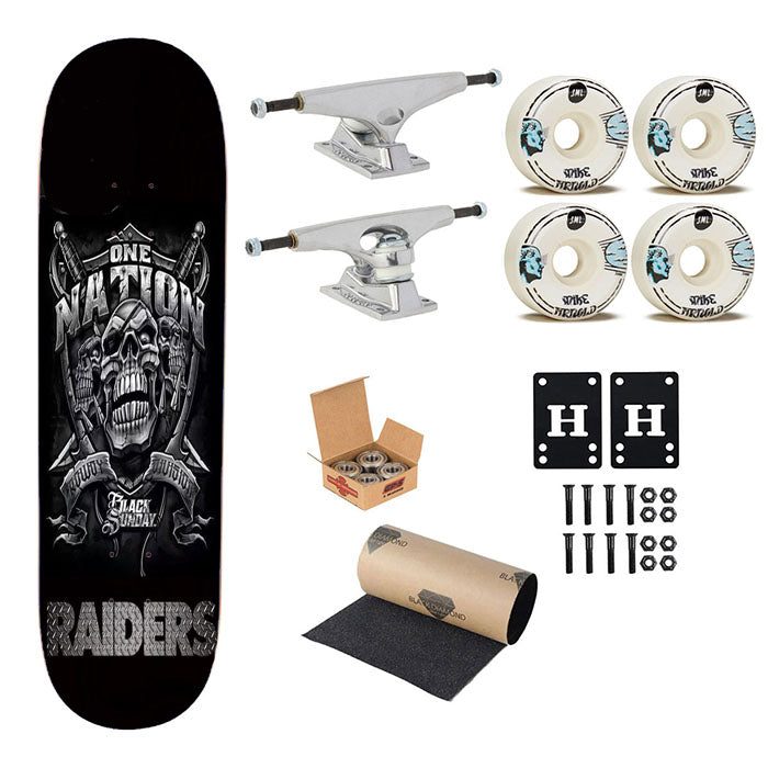 Oakland Raiders Black One Nation Skateboard Complete Board 8.0" X 31.75"