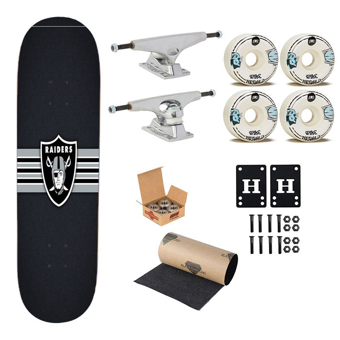 Oakland Raiders Vintage Stripe Skateboard Complete Board 8.0" X 31.75"