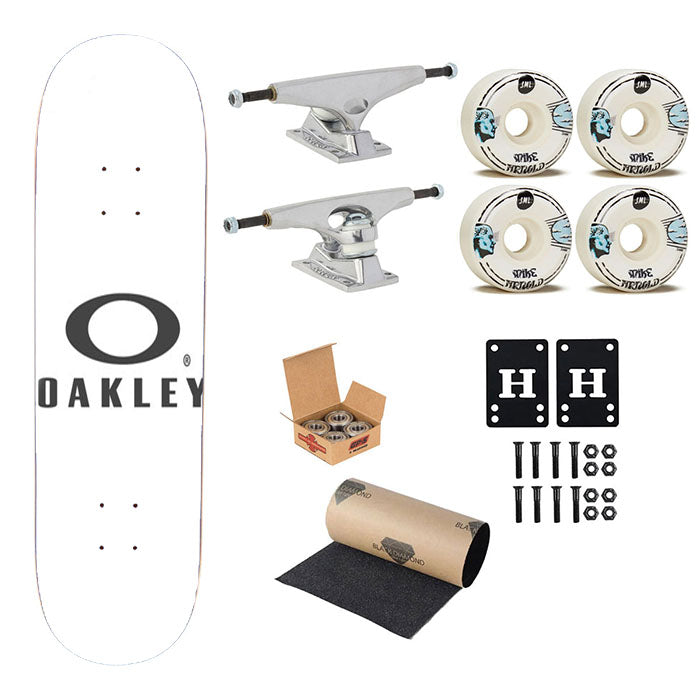 Oakley White Skateboard Complete Board 8.0" X 31.75"