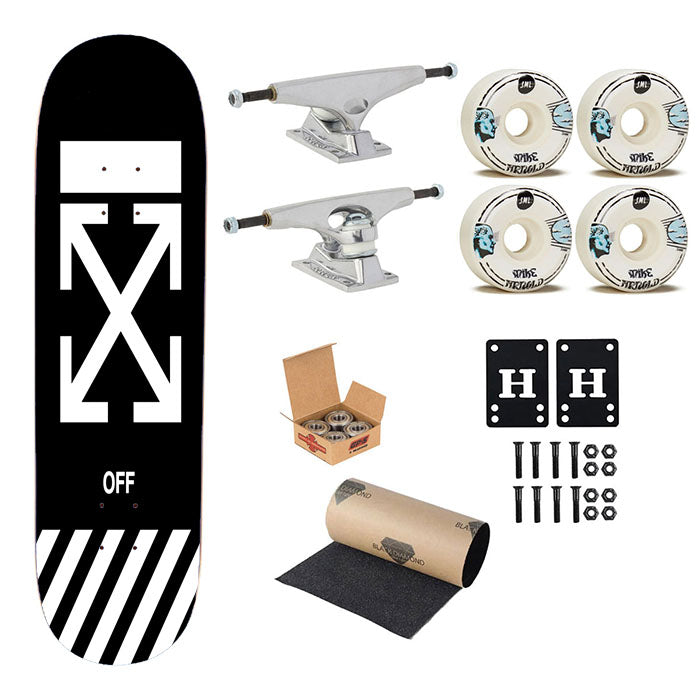 Off White 4 Skateboard Complete Board 8.0" X 31.75"