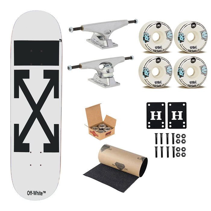 Off White 5 Skateboard Complete Board 8.0" X 31.75"