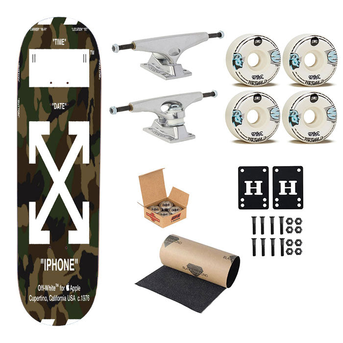 Off White Army Skateboard Complete Board 8.0" X 31.75"