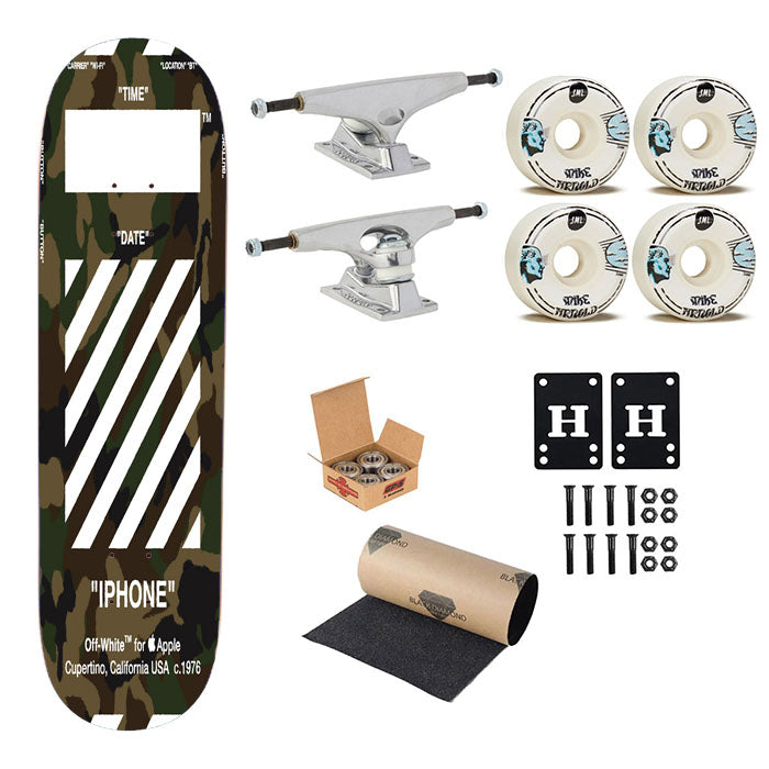 Off White Army 1 Skateboard Complete Board 8.0" X 31.75"