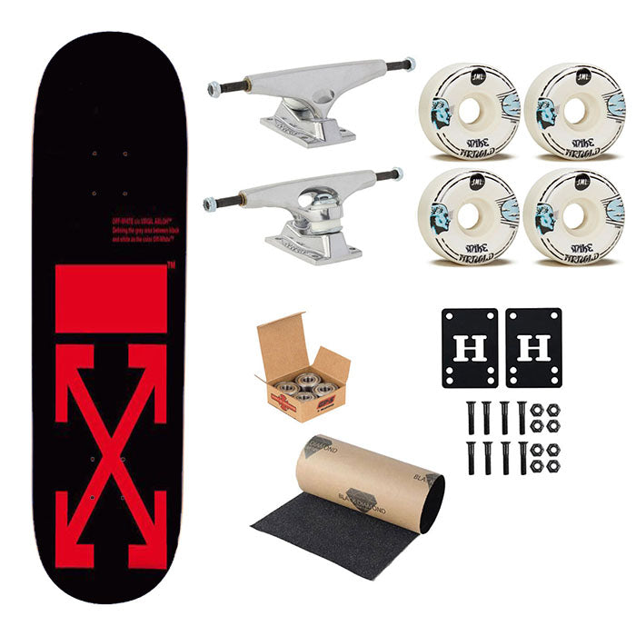 Off White Black Background Skateboard Complete Board 8.0" X 31.75"