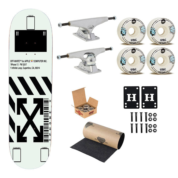 Off White Box Design Stripe Arrow Skateboard Complete Board 8.0" X 31.75"