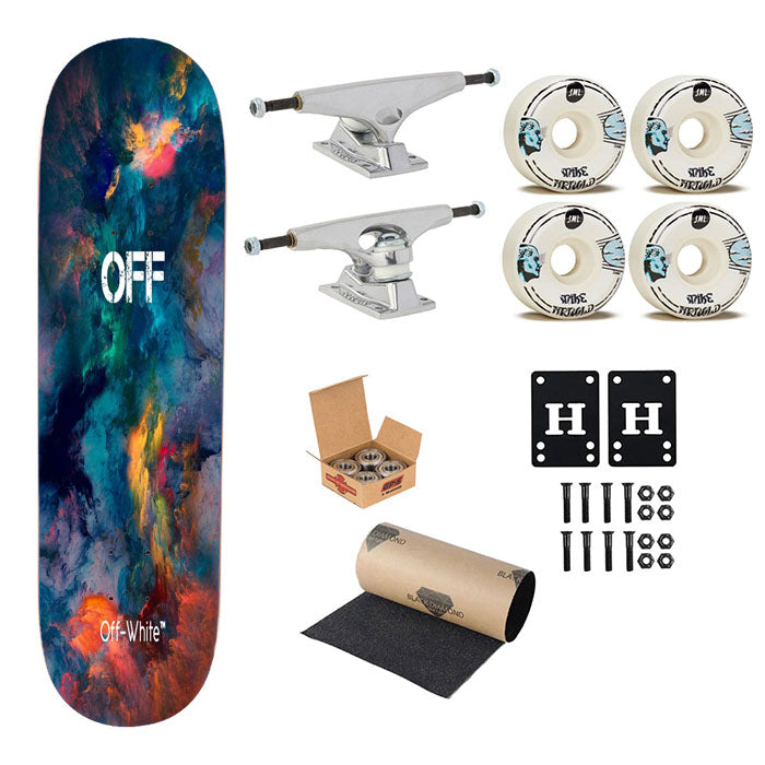 Off White Colorful Smoke Skateboard Complete Board 8.0" X 31.75"
