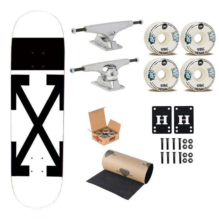 Off White Diagnosal Skateboard Complete Board 8.0" X 31.75"