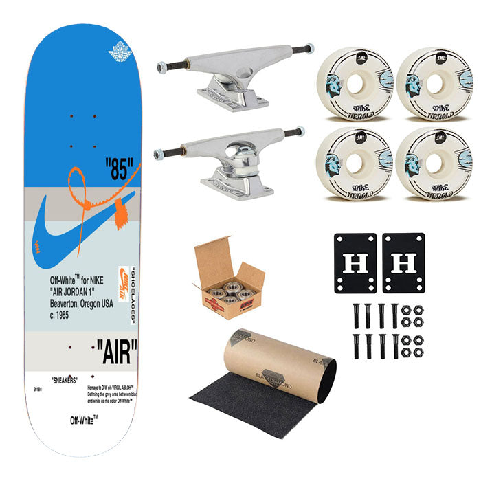 Off White Nike Air Blue Skateboard Complete Board 8.0" X 31.75"