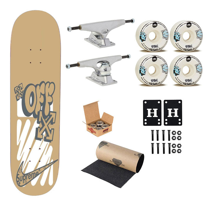 Off White Nike Logo Skateboard Complete Board 8.0" X 31.75"