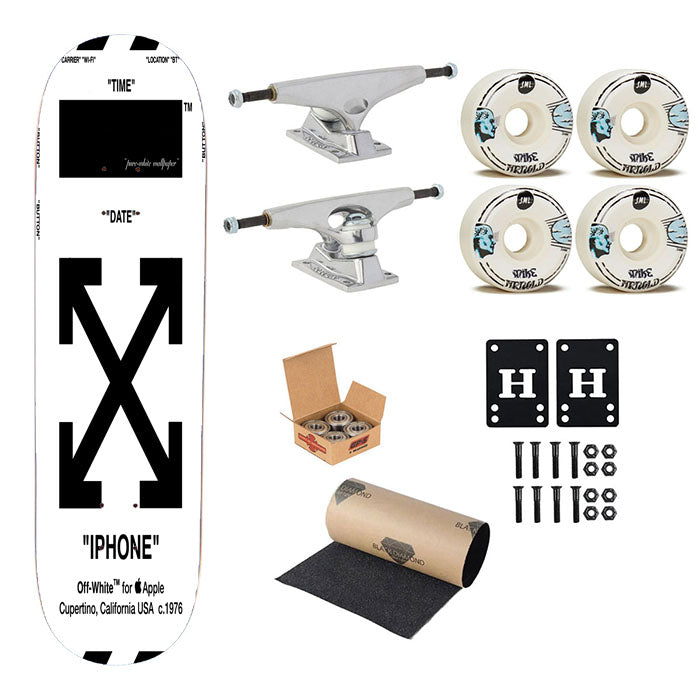 Off White Pure White Skateboard Complete Board 8.0" X 31.75"