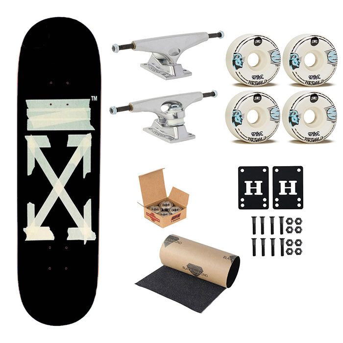 Off White Tape Logo Skateboard Complete Board 8.0" X 31.75"
