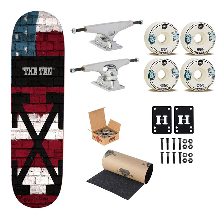 Off White The Ten X Usa Flag Skateboard Complete Board 8.0" X 31.75"