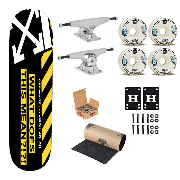 Off White Wallpaper What Does This Mean Skateboard Complete Board 8.0" X 31.75"