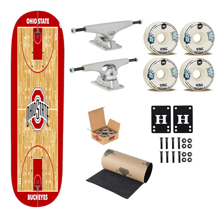 Ohio State Buckeyes Basketball Court Skateboard Complete Board 8.0" X 31.75"