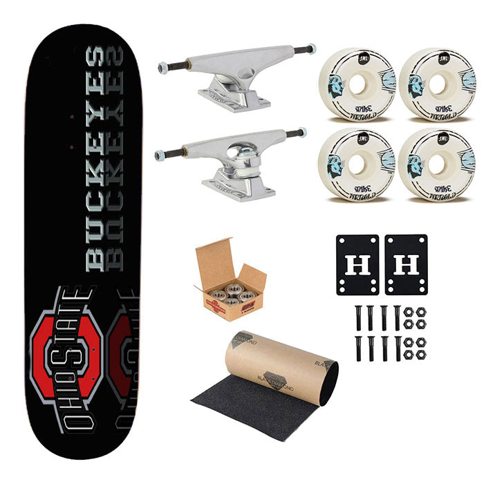 Ohio State Buckeyes Black Skateboard Complete Board 8.0" X 31.75"
