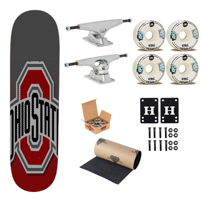 Ohio State Buckeyes Carbon Fiber Logo Skateboard Complete Board 8.0" X 31.75"