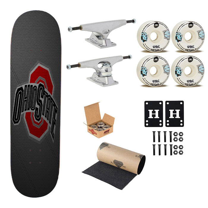 Ohio State Buckeyes Football Texture Skateboard Complete Board 8.0" X 31.75"