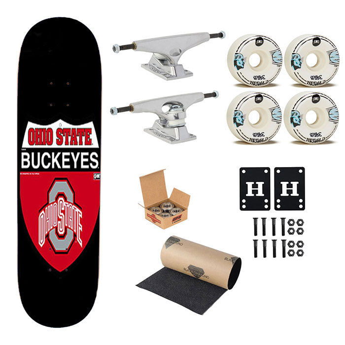 Ohio State Buckeyes Logo Black Skateboard Complete Board 8.0" X 31.75"