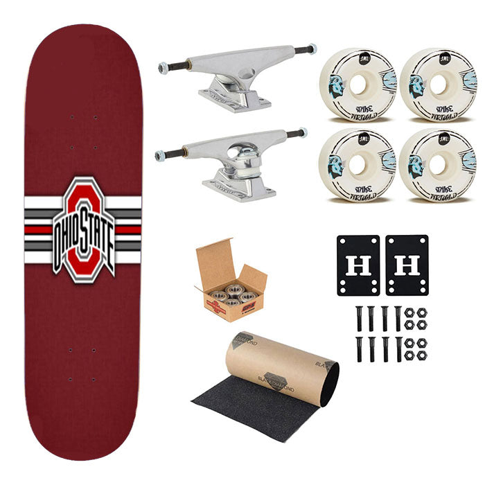 Ohio State Buckeyes University Skateboard Complete Board 8.0" X 31.75"