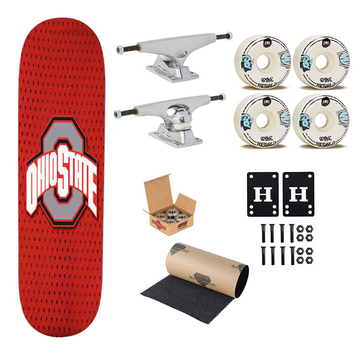 Ohio State Logo Jersey Red Skateboard Complete Board 8.0" X 31.75"