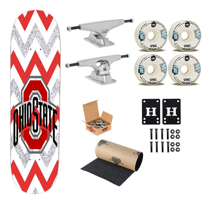 Ohio State Osu Red White Glitter Logo Skateboard Complete Board 8.0" X 31.75"