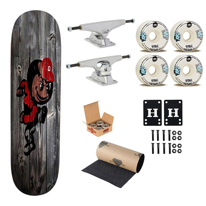Ohio State Wood Syle Skateboard Complete Board 8.0" X 31.75"