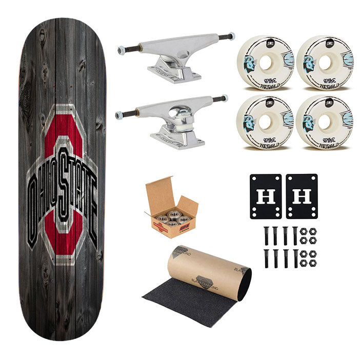 Ohio State Wooden Logo Skateboard Complete Board 8.0" X 31.75"