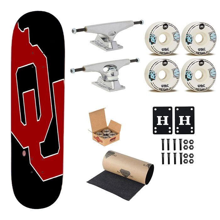 Oklahoma Sooners 2 Aa Skateboard Complete Board 8.0" X 31.75"
