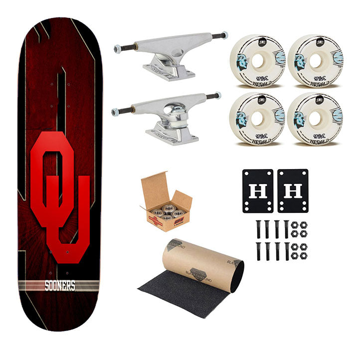 Oklahoma Sooners 4 Skateboard Complete Board 8.0" X 31.75"