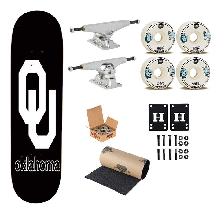 Oklahoma Sooners Black Logo Skateboard Complete Board 8.0" X 31.75"