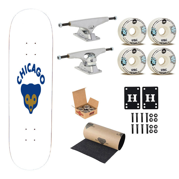 Old Chicago Cubs Logo Stripe Skateboard Complete Board 8.0" X 31.75"