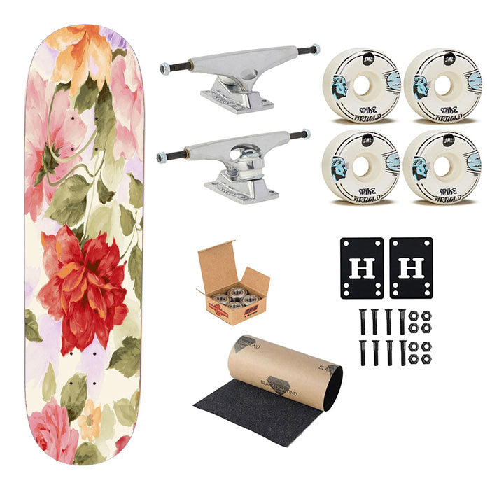 Old Classic Floral Skateboard Complete Board 8.0" X 31.75"