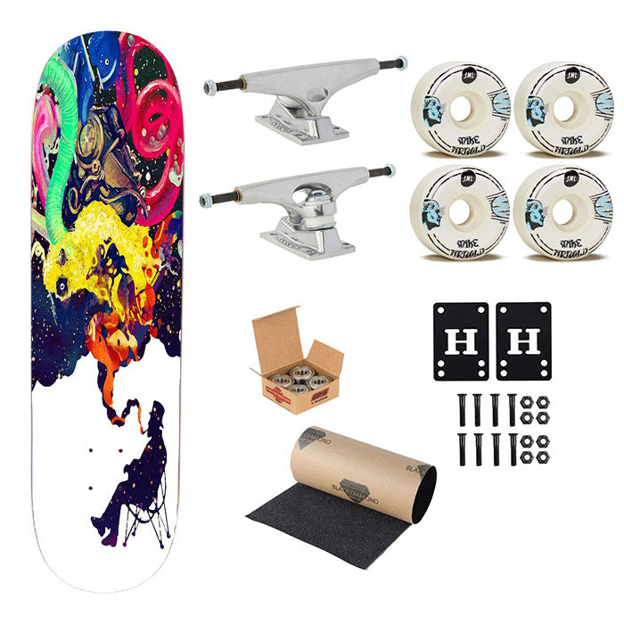 Old Man Smoking Abstract Skateboard Complete Board 8.0" X 31.75"